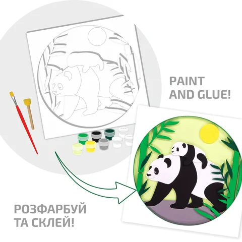 Набір картина 3D „Панди“ МДФ ґрунтоване 4 шари 25х25см ROSA Talent — Photo 5