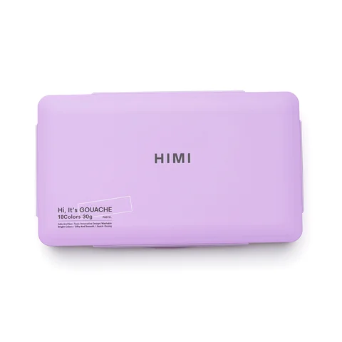 Набір гуашевих фарб HIMI Jelly Cup 18x30 мл, пастельні, 3 пензлі, фіолетовий пластиковий пенал — Photo 12