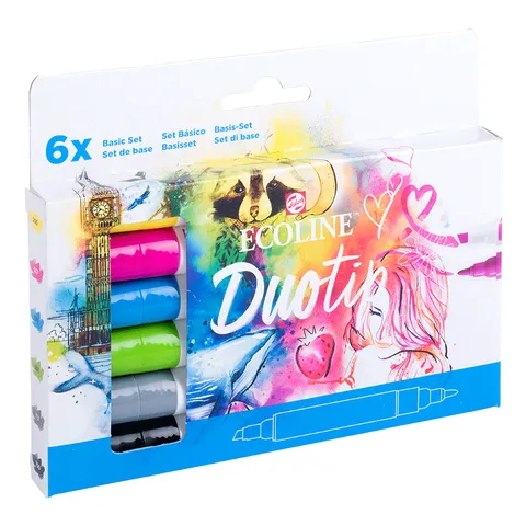 Набір маркерів акварельних двосторонніх ECOLINE DUO TIP BASIC 6шт Royal Talens — Photo 9