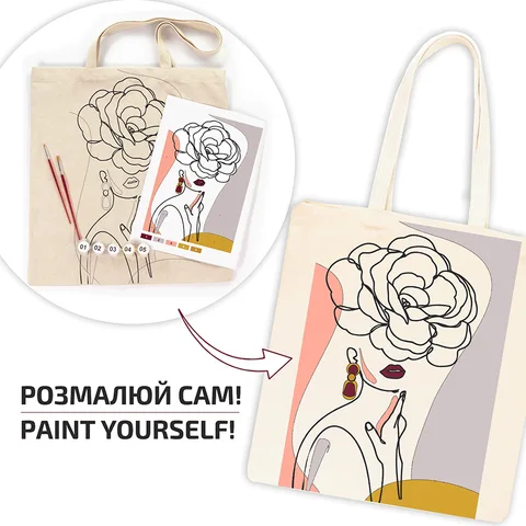 Набір екосумка-розмальовка „Floral Girl“ А3 бавовна 220 г/м2 38х42см ROSA Talent — Photo 5