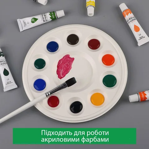 Палітра SINOART, бамбукова, біорозкладна, діаметр 18,7 см, 10 лунок, 10 шт в упаковці — Photo 19