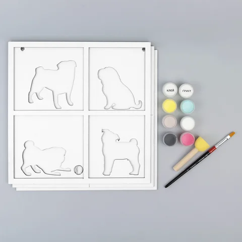 Набір картина 3D „4 Dogs“ МДФ ґрунтоване 3 шари 30х30см ROSA TALENT — Photo 6