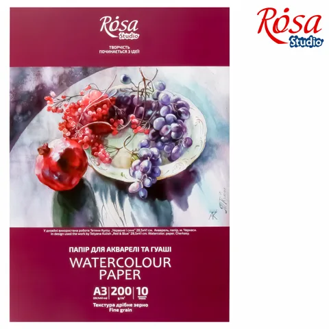 Папка для акварелі Натюрморт 200г/м2 10л Дрібне зерно ROSA Studio — Photo 6
