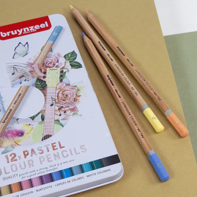 Набір кольорових олівців EXPRESSION PASTEL 12шт металева коробка Bruynzeel — Photo 7