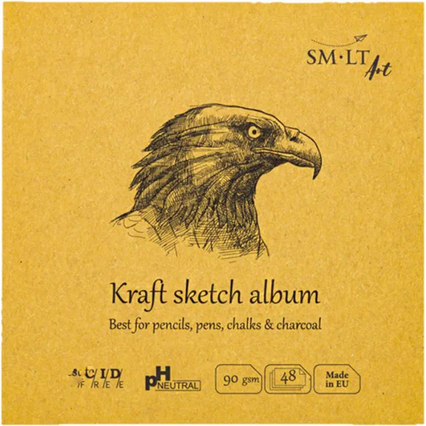 Альбом для ескізів AUTHENTIC (Kraft) Layflat 14х14см 90г/м2 48л коричневий папір SM-LT Art