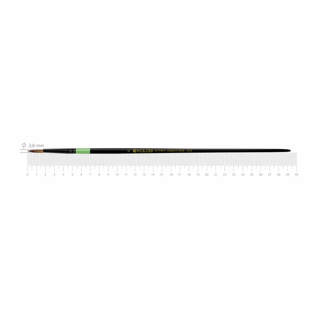 Пензель синтетика кругла Green stripe 1019 № 6 довга ручка KOLOS