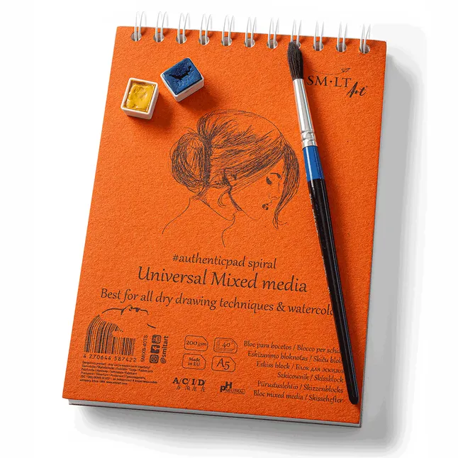 Альбом на спіралі AUTHENTIC (mixed media) 200г/м2 40л білий колір SM-LT Art — Photo 1