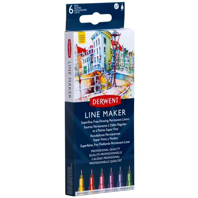 Набір лінерів Line Maker Colour 6шт кольорові Derwent — Photo 1
