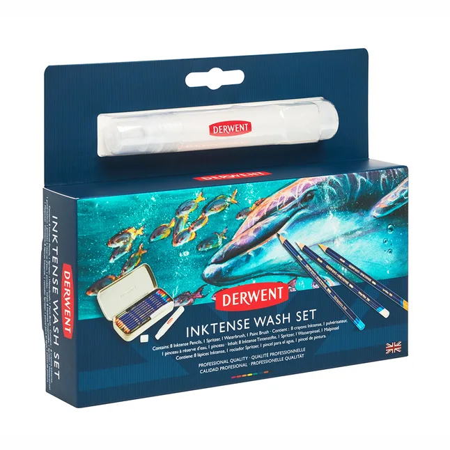 Набір чорнильних олівців Inktense Wash Set у металевому пеналі Derwent — Photo 2