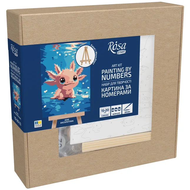 Набір картина за номерами Аксолотик, 15x20 см, з мольбертом ROSA START