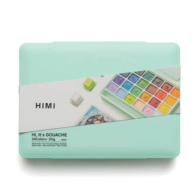 Набір гуашевих фарб Jelly Cup 24×30мл зелений пластиковий пенал HIMI