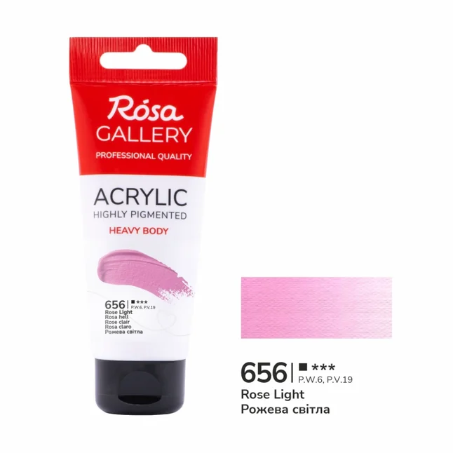 Фарба акрилова Рожева світла (656) 60мл ROSA Gallery