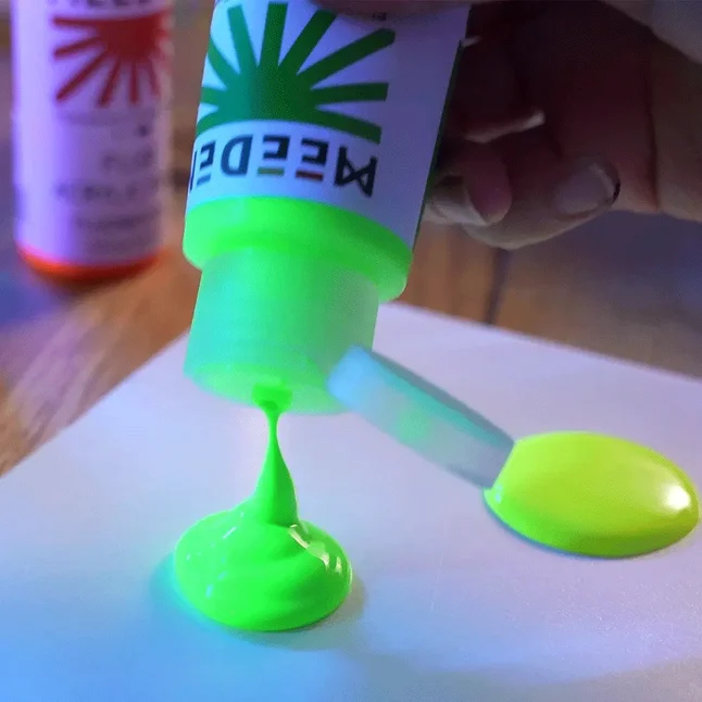 Набір рідких акрилових фарб Fluid Fluorescent 6×60мл MEEDEN — Photo 2