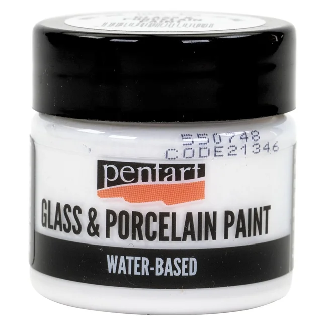 Фарба акрилова Glass and Porcelain, водна основа, Біла, 30 мл, Pentart
