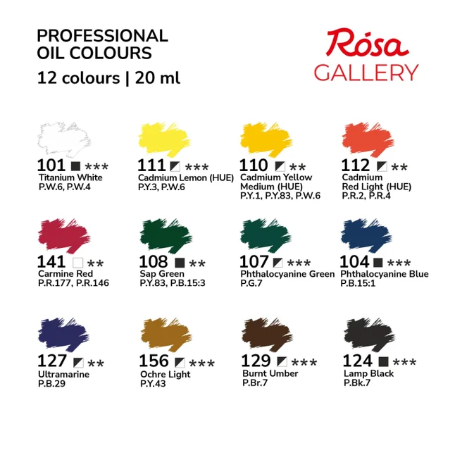 Набір олійних фарб 12х20 мл, у тубах, блістер, ROSA Gallery — Photo 4