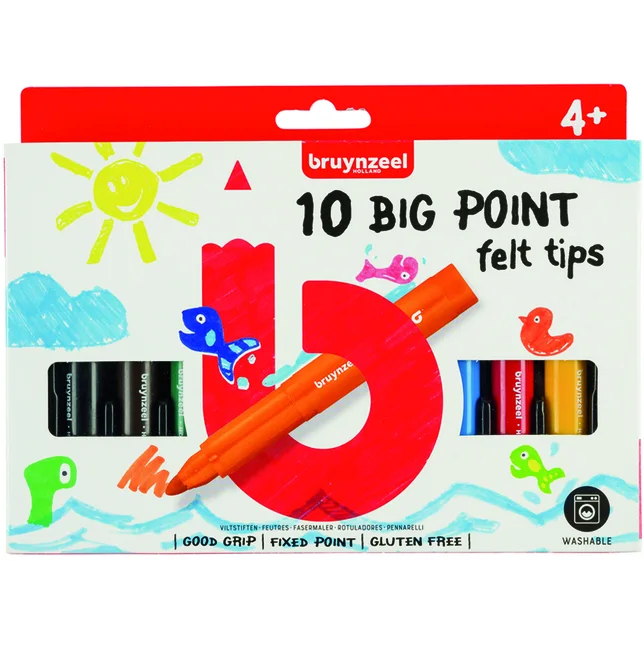 Набір дитячих кольорових фломастерів BIG POINT 10кол. Bruynzeel