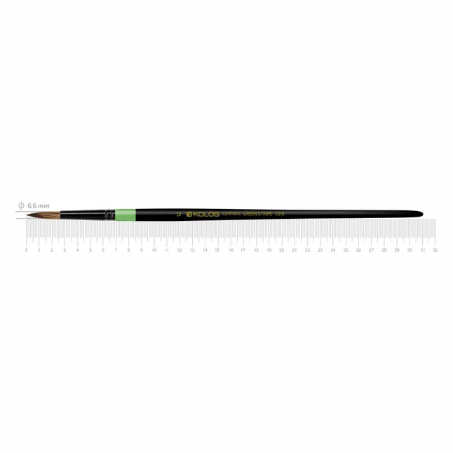 Пензель синтетика кругла Green stripe 1019 №12 довга ручка KOLOS