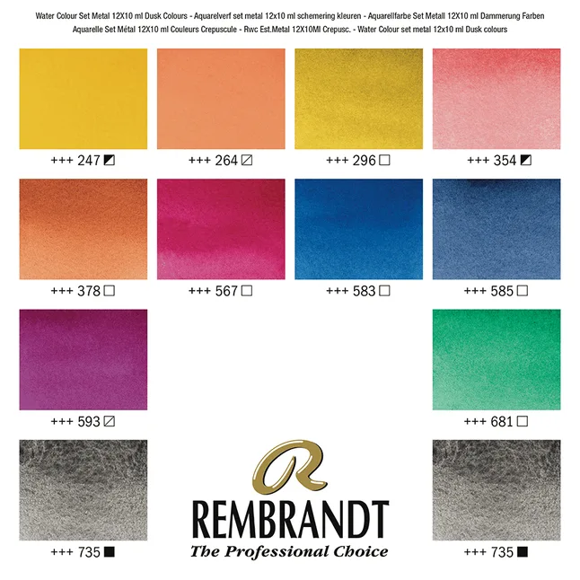 Набір акварельних фарб Rembrandt DUSK 12х10мл металевий пенал Royal Talens — Photo 4