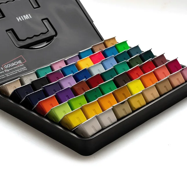 Набір гуашевих фарб HIMI Jelly Cup 56x30 мл, чорний пластиковий пенал — Photo 3