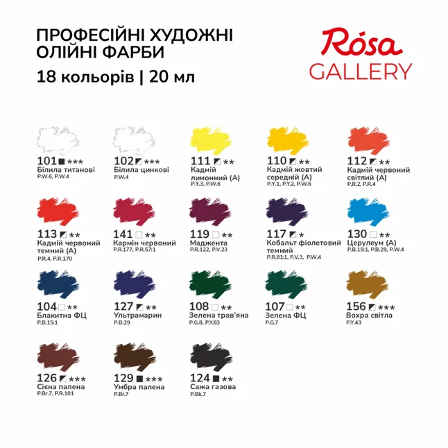Набір олійних фарб 18х20 мл, у тубах, блістер, ROSA Gallery — Photo 3