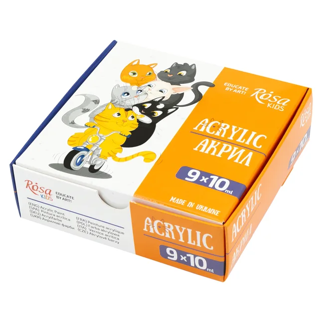 Набір акрилових фарб Cats 9×10мл ROSA Kids