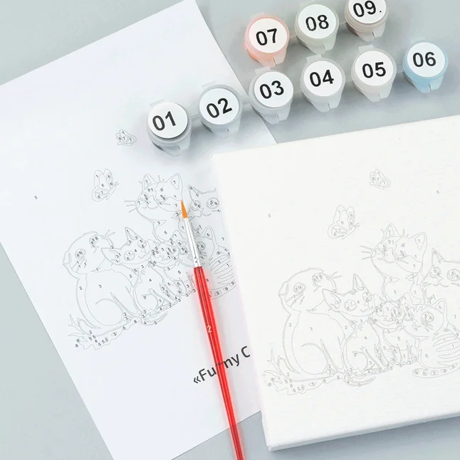 Набір картина за номерами Funny Cats, 15x15 см, з мольбертом ROSA START — Photo 3