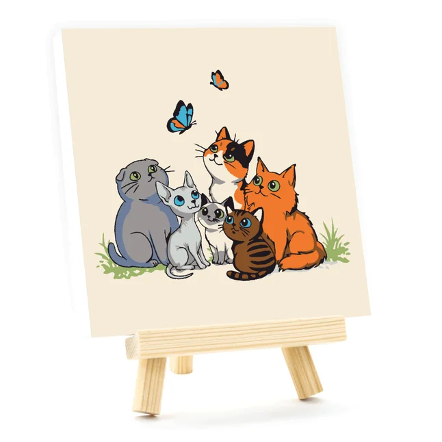 Набір картина за номерами Funny Cats, 15x15 см, з мольбертом ROSA START — Photo 2