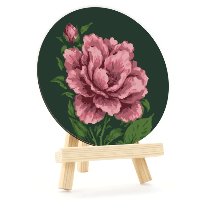 Набір картина за номерами Ніжна півонія, кругла, Ø15 см, з мольбертом ROSA START — Photo 2