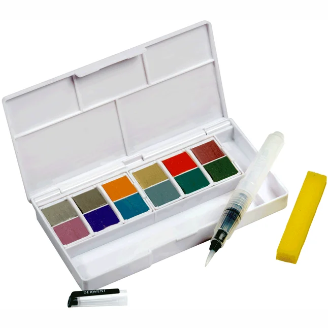 Набір Metallic Paint Pan 12 кольорів + пензель з резервуаром Derwent — Photo 4