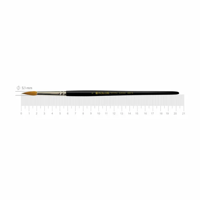 Пензель колонок круглий Classic 3007R №8 коротка ручка KOLOS