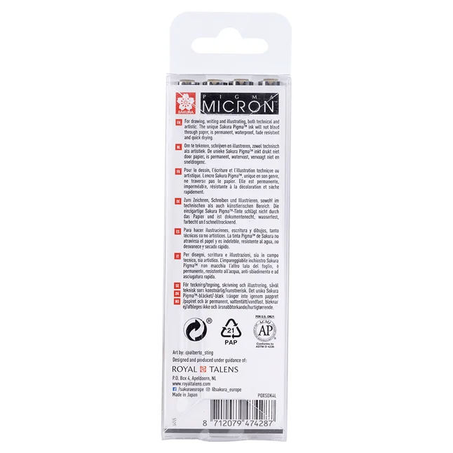 Набір лінерів PIGMA MICRON 4шт, (0.1/0.5/10/лінер-пензель Pigma Brush), Сірий, Світлий, Sakura — Photo 1