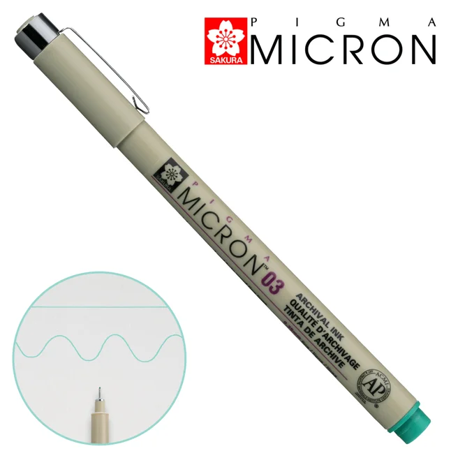 Лінер PIGMA MICRON (0.3), 0,35мм, Зелений, Sakura