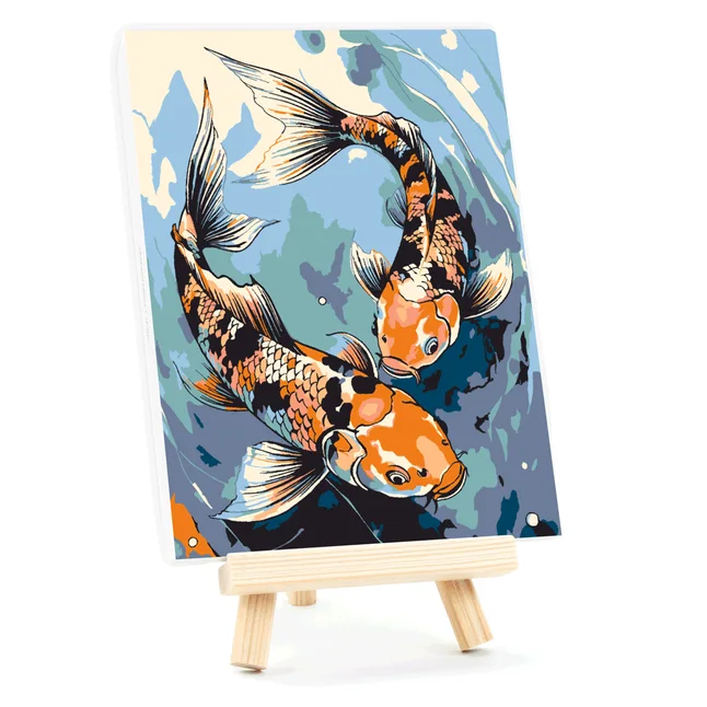 Набір картина за номерами Рибки кої, 15x20 см, з мольбертом ROSA START — Photo 2