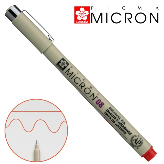 Лінер PIGMA MICRON (0.8), 0,5мм, Червоний, Sakura