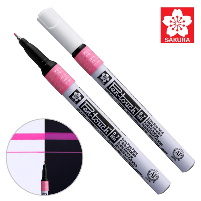 Маркер Pen-Touch Рожевий флуоресцентний тонкий (EXTRA FINE) 0.7мм Sakura