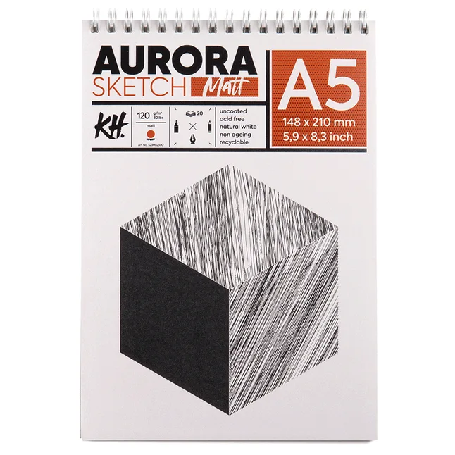 Альбом для ескізів на спіралі Smooth &amp; Matt 120 г/м2 20 л білий Aurora