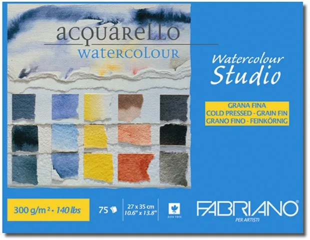 Склейка для акварелі Watercolor Studio A4 (27х35см) 300г/м2 75л середнє зерно Fabriano