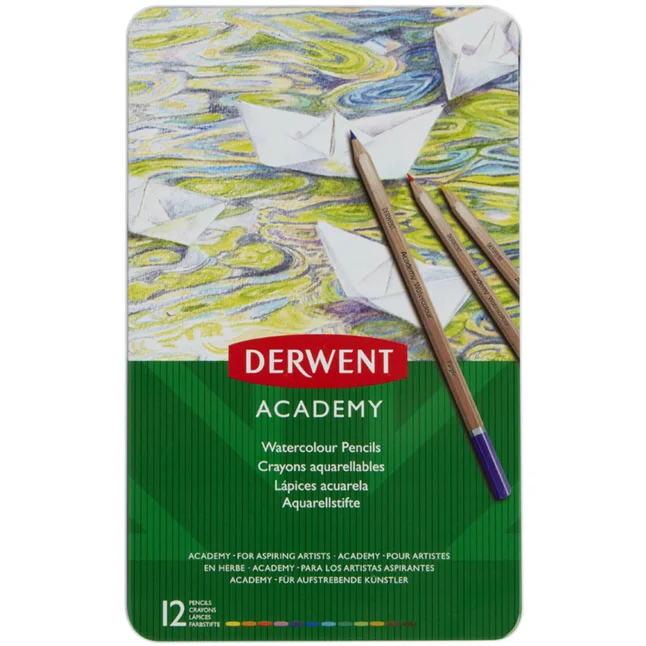 Набір акварельних олівців Academy Watercolour, 12шт., металева коробка, Derwent