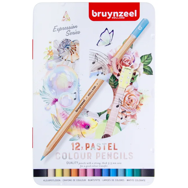 Набір кольорових олівців EXPRESSION PASTEL 12шт металева коробка Bruynzeel