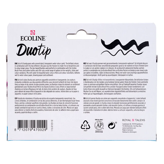 Набір маркерів акварельних двосторонніх ECOLINE DUO TIP BASIC 6шт Royal Talens — Photo 4
