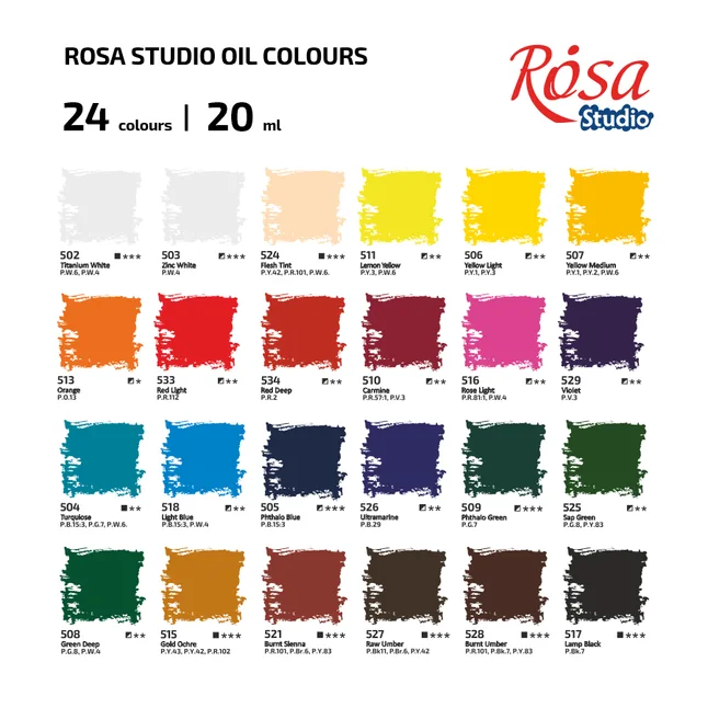 Набір олійних фарб 24х20мл блістер ROSA Studio — Photo 3