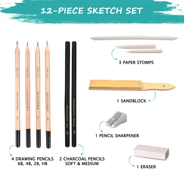 Набір для рисунку Sketching 12шт, в блістері, Sinoart — Photo 3