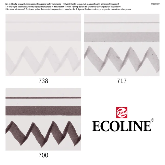 Набір маркерів акварельних двосторонніх ECOLINE DUO TIP Black&amp;Grey 3шт Royal Talens — Photo 5