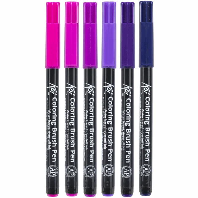Набір маркерів Koi Coloring Brush Pen GALAXY 6кол Sakura — Photo 1
