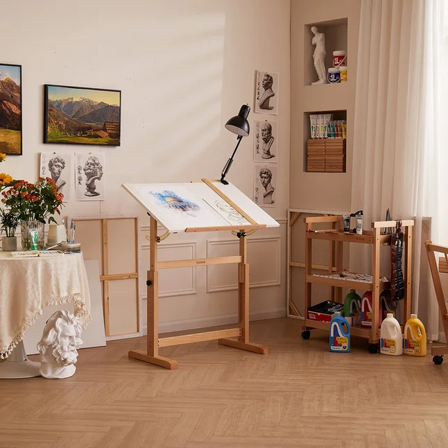 Дерев'яний художній стіл 90×60×84см, з регульованою висотою (6063) MEEDEN — Photo 6