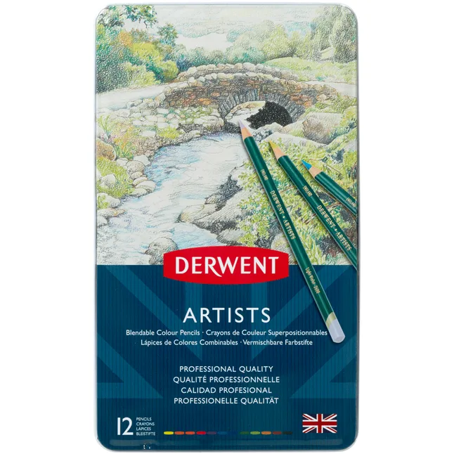 Набір кольорових олівців Artists 12 шт металева коробка Derwent