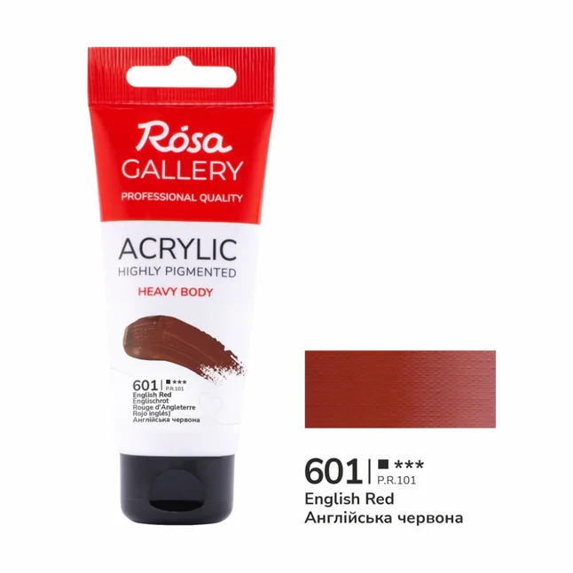 Фарба акрилова Англійська червона (601) 60мл ROSA Gallery