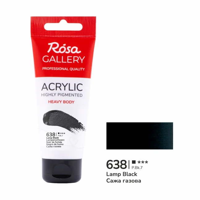 Фарба акрилова Сажа газова (638) 60мл ROSA Gallery