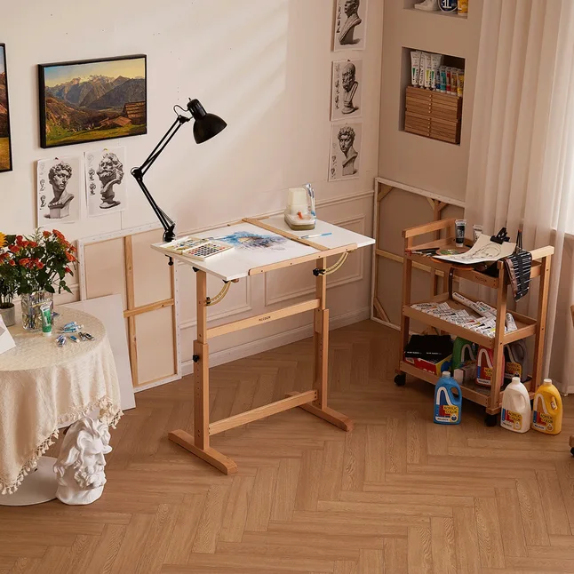 Дерев'яний художній стіл 90×60×84см, з регульованою висотою (6063) MEEDEN — Photo 10