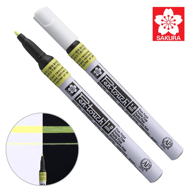 Маркер Pen-Touch Жовтий флуоресцентний тонкий (FINE) 1мм Sakura — Photo 1
